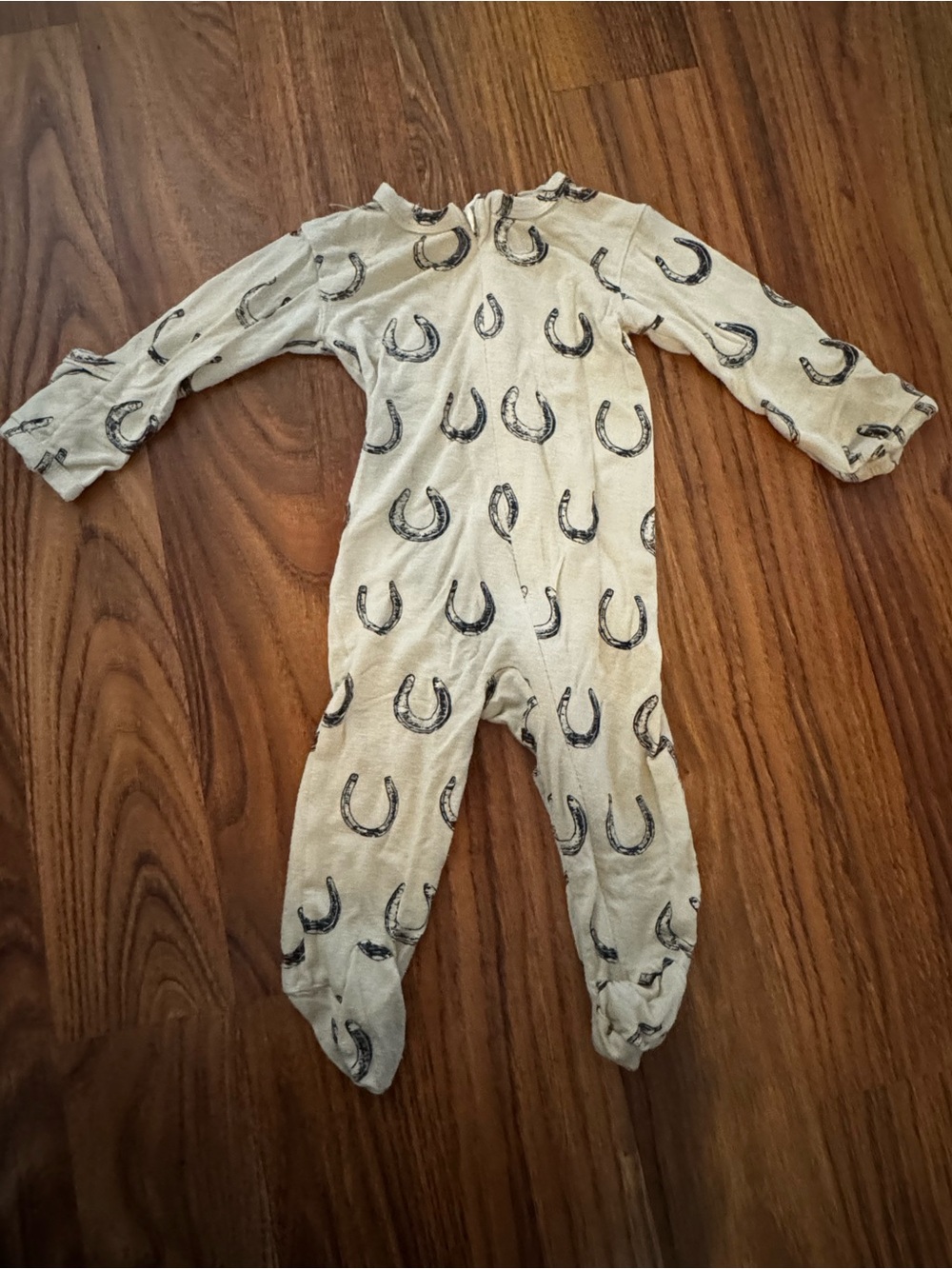 kate quinn Cream Footie with Navy Horseshoe Print